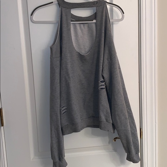 Pacsun Honey Punch Cold Shoulder Distressed Crew - Picture 2 of 4
